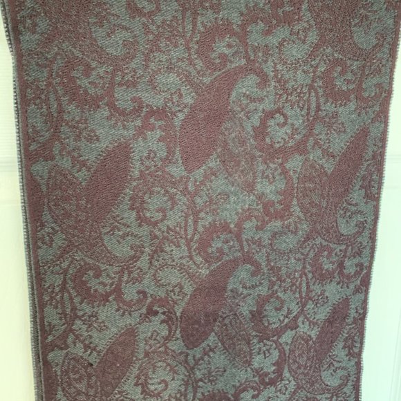 HUGO BOSS Paisley Purple Blue Wool Scarf - Picture 2 of 7